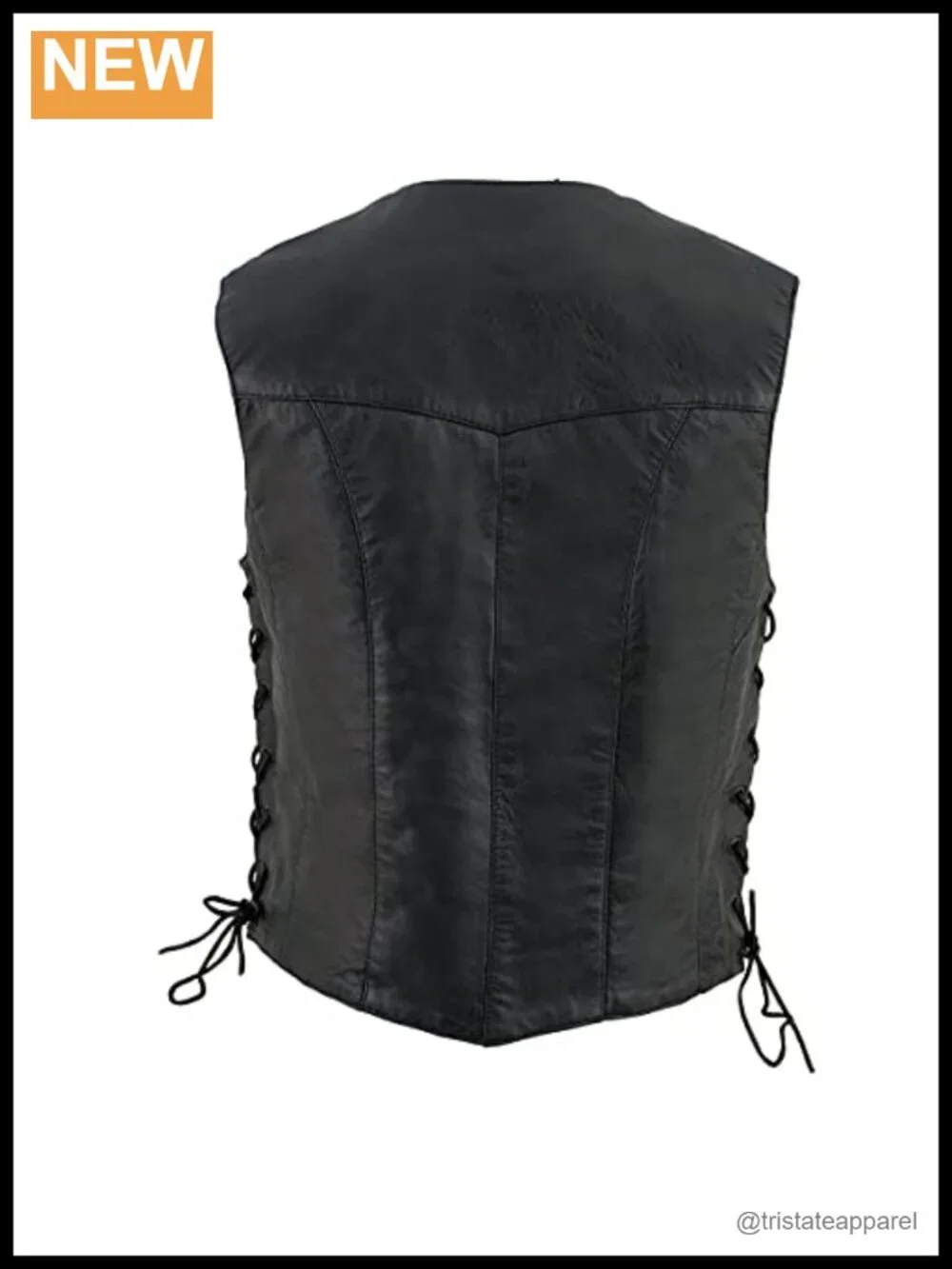 Women's Leather Western Motorcycle Vest with Side Laces, Four Snap Closure
